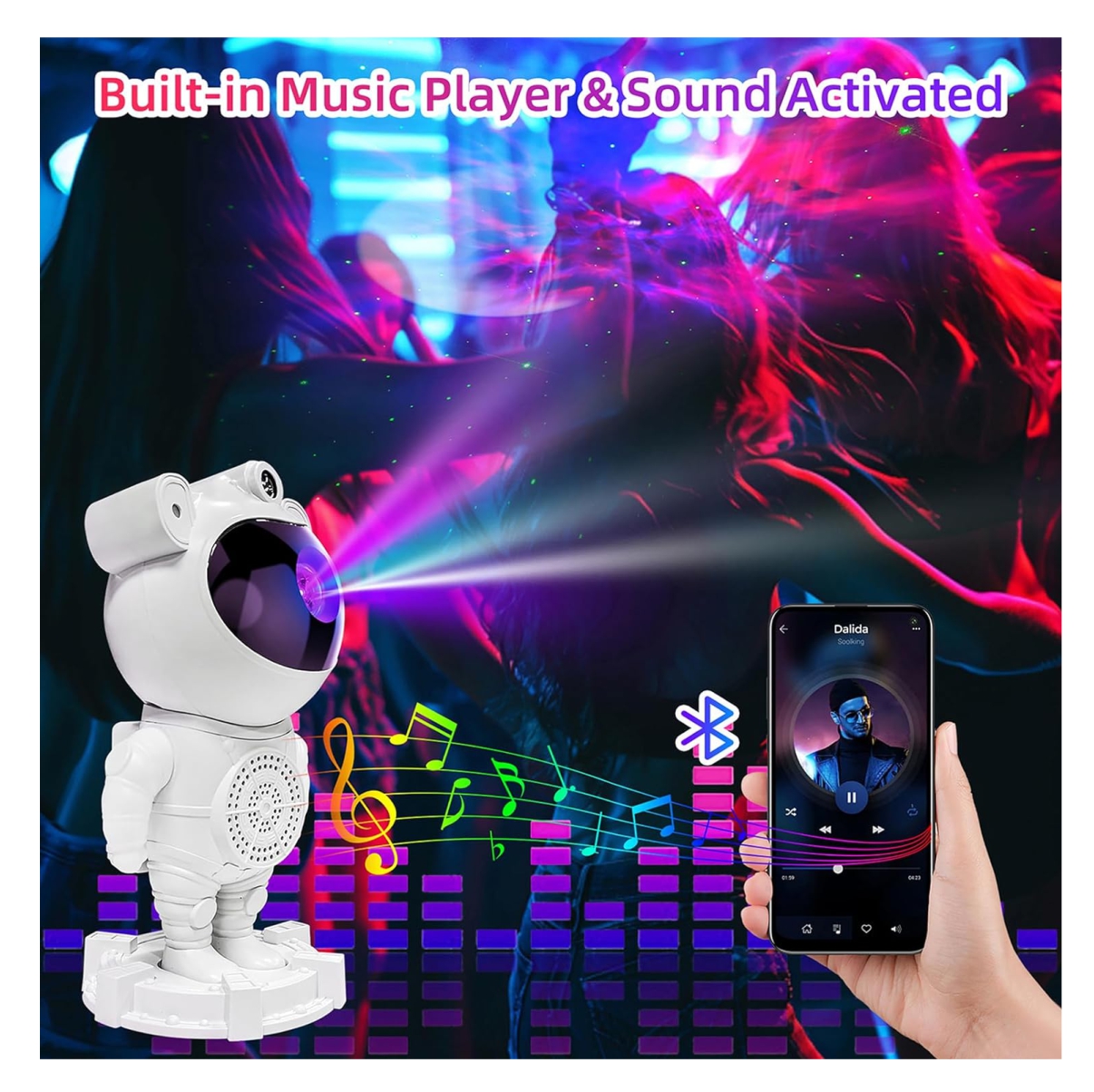 Miniatura 4 de Proyector lampara Astronauta Bluetooth